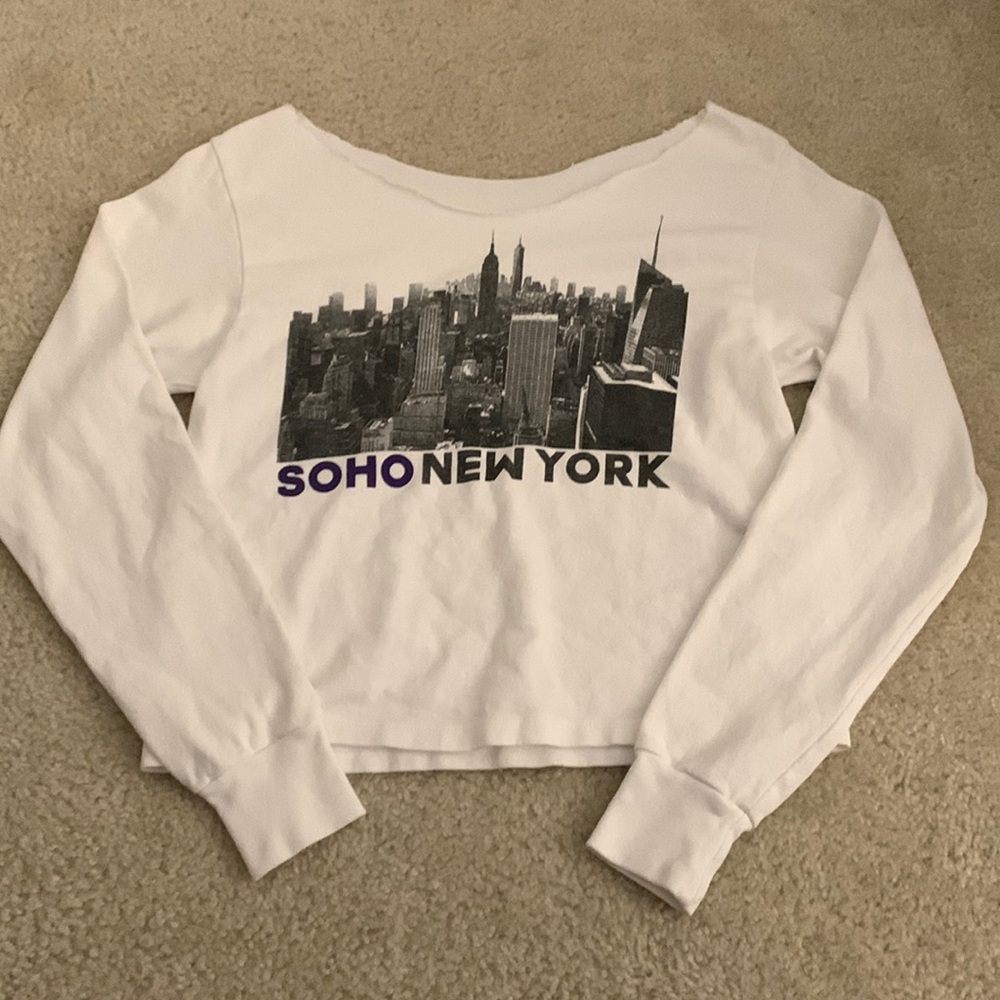 Brandy Melville white soho new york long sleeve